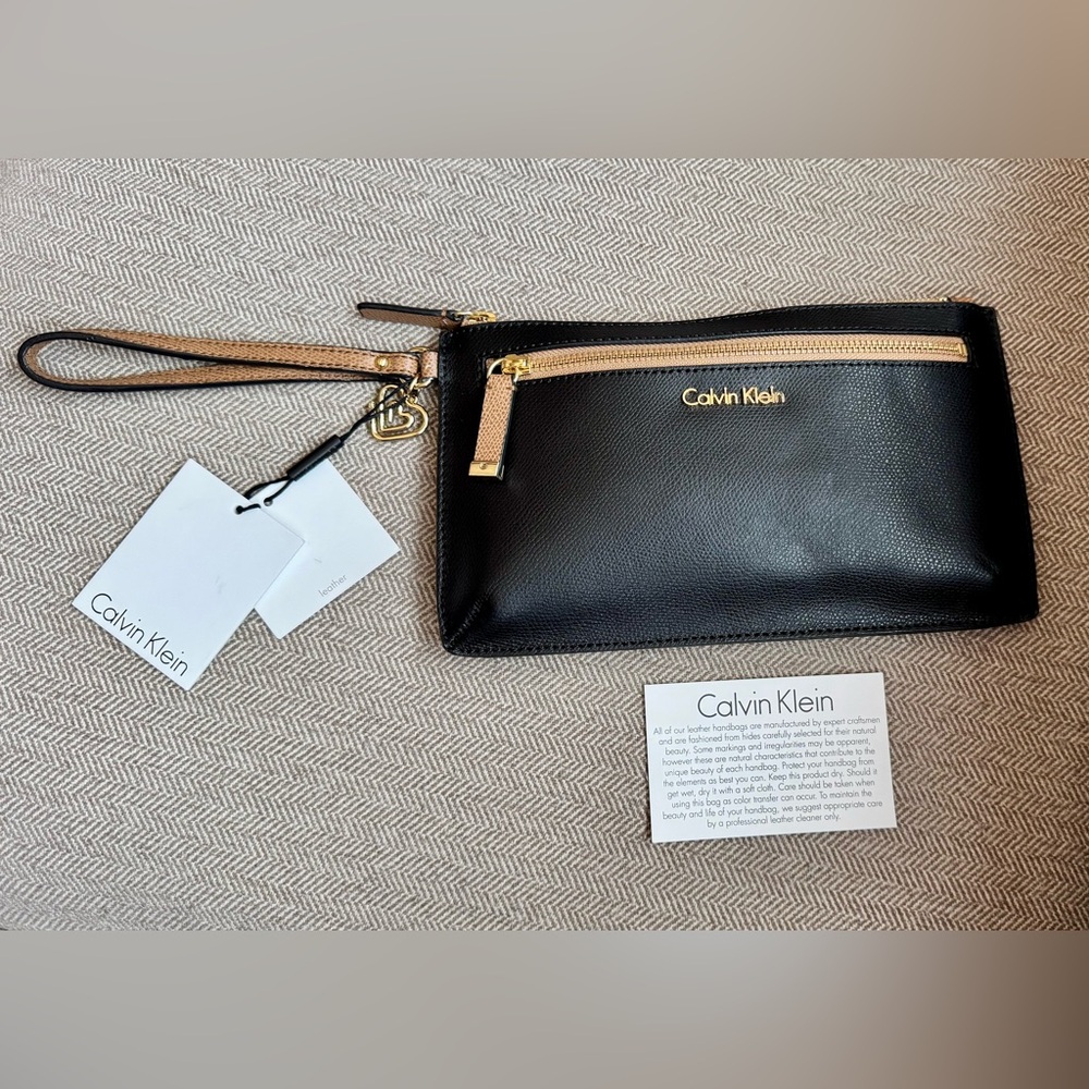 Calvin Klein Black Saffiano Leather Wristlet - NWTs - Picture 14 of 14